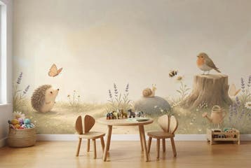 Egel behang babykamer – bloemen fotobehang op maat, Verzenden, Fotobehang