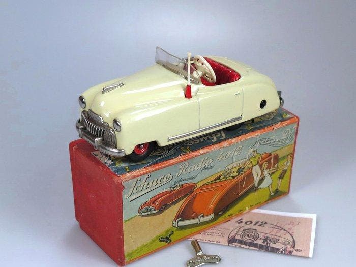 Schuco - 4012 Radio Auto in Doos (1952) Creme, Thorens, Antiek en Kunst, Antiek | Speelgoed