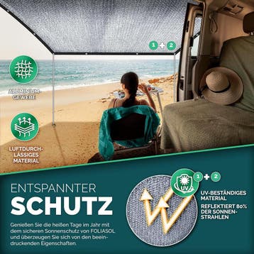 Zonnescherm auto - 4x6 m - aluminium hondennet met ingestans, Verzenden, Zo goed als nieuw