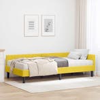 vidaXL Hoekbedframe met Matras Anders 2 pcs Geel Fluweel, Verzenden, Nieuw, Stof