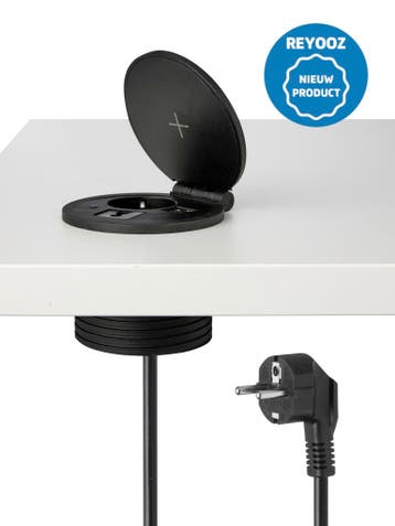 Universele inbouw powerbox met deksel - 80mm - zwart - 1..., Nieuw in verpakking