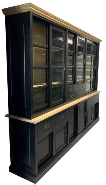 Buffetkast zwart Haarlem eiken interieur en lijsten 285cm, Ophalen of Verzenden, Nieuw