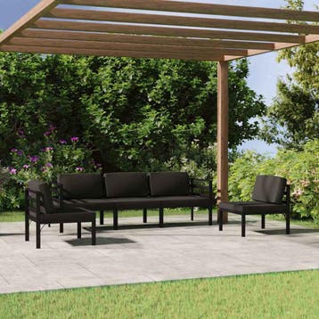 vidaXL 5-delige Loungeset met kussens aluminium, Tuin en Terras, Verzenden, Nieuw, Aluminium, Loungeset