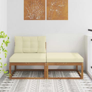 vidaXL Sectie Sofa Eenheden met kussen 2 Stuk Naturel, Verzenden, Nieuw, 2 zitplaatsen