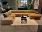 Hoekbank Romont bruin + hocker beige **SHOWROOMMODEL**, Nieuw, Stof
