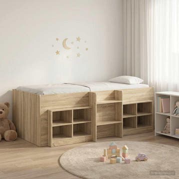 vidaXL Loft Bed Frame met Kast 3 st Sonoma Eiken Bewerkt, Verzenden, Nieuw, Bruin, Hout