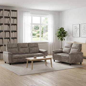 vidaXL Bankstel 2 pcs Lichtgrijs Nep Suede Leer, Verzenden, Nieuw, 200 tot 250 cm