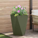 vidaXL Plantenbak Olijf Groen 50 x 50 x 75 cm Staal, Verzenden, Minder dan 60 cm, Nieuw, Metaal