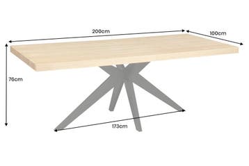 Eettafel ZEUS 200 cm, natuurlijke eikenhoutlook met zwart, Huis en Inrichting, Ophalen of Verzenden, Nieuw