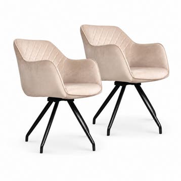 DS4U - Romy eetkamerstoel - Set van 2 - Champagne - Velvet, Huis en Inrichting, Ophalen of Verzenden, Nieuw