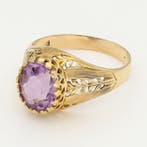 Ring - 18 karaat Geel goud Amethist, Sieraden, Tassen en Uiterlijk, Ringen, Nieuw