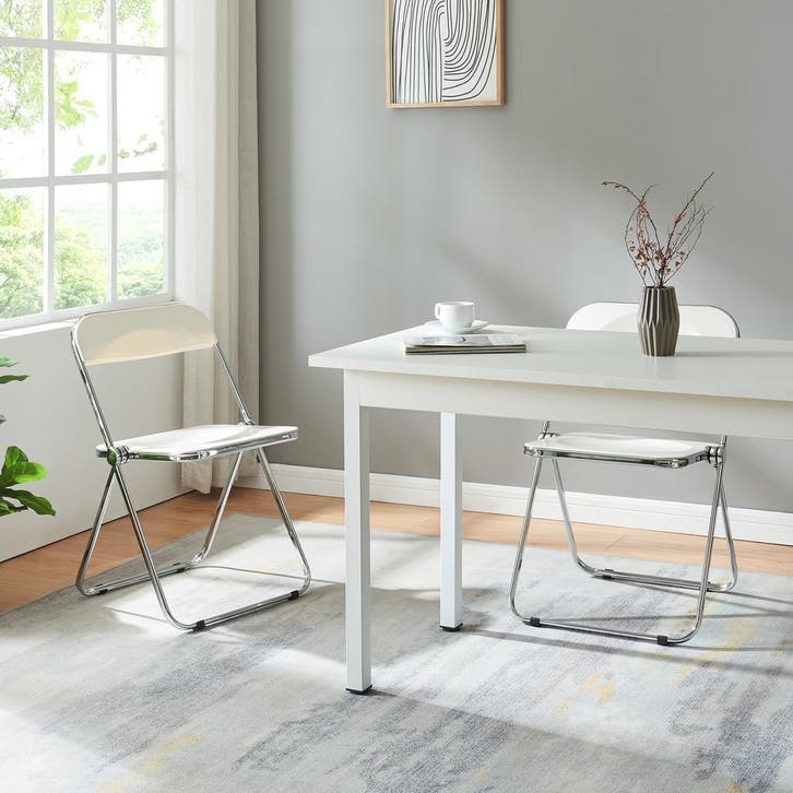 Klapstoel set van 2 Pornainen 74x46x47 cm wit [en.casa], Huis en Inrichting, Stoelen, Verzenden