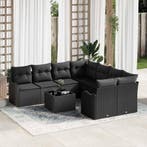 vidaXL Tuin Sofa Set met kussen 9 pcs Zwart Poly Riet en, Verzenden, Nieuw, Rotan, Meer dan 8 zitplaatsen