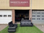 STRESSLESS Wave  bankstel zwart leer design 3+2 zits banken, Rechte bank, Deign, Vierpersoons of meer, Leer