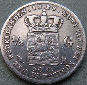 Nederland. Willem I. 1/2 Gulden 1829/23 B