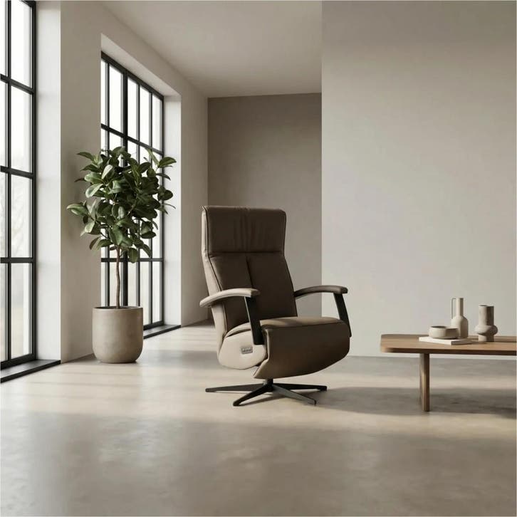Leren relaxfauteuil met hartbalans Pure - Toledo Moss, Huis en Inrichting, Fauteuils, 50 tot 75 cm, 75 tot 100 cm, Nieuw, Leer