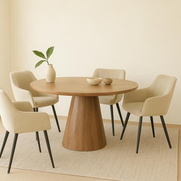 Mangohouten eettafel Mick rond 150cm, Verzenden, Rond, Nieuw, Industriële meubels