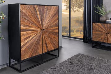 Massief highboard BARRACUDA 120cm bruin mangohout met, Ophalen of Verzenden, Nieuw