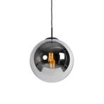 Art Deco hanglamp zwart met smoke glas 30 cm - Pallon, Huis en Inrichting, Lampen | Hanglampen, Verzenden, Nieuw, Glas, Art Deco