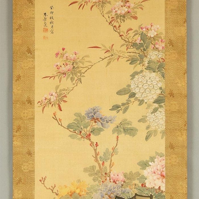Cherry Blossoms, Hydrangea, Peony - Uragami Shunkin, Antiek en Kunst, Antiek | Overige Antiek