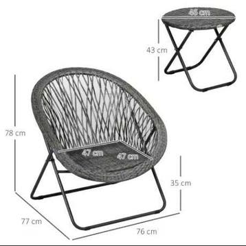 Opvouwbare Balkonset 3-delig–Kunstrotan Stoelen enamp; Tafel, Verzenden, Nieuw