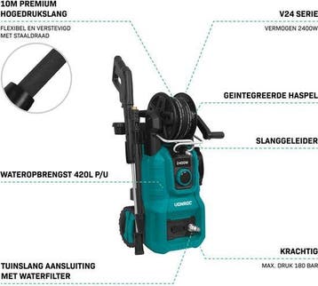 2dekans | VONROC Hogedrukreiniger V24-1 - 2400W – 180 bar -, Ophalen of Verzenden, Zo goed als nieuw
