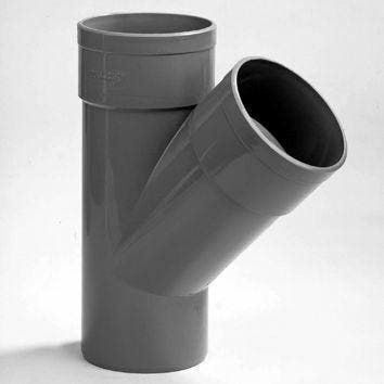 OUTLET Dyka T-stuk met 2x lijmmof en 1x spie 45° PVC grijs, Ophalen of Verzenden, Nieuw
