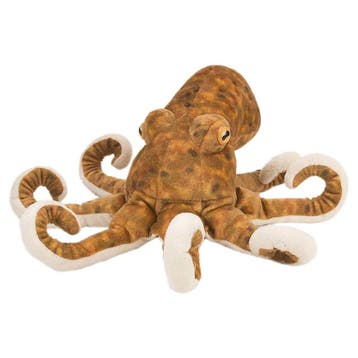 Wild Republic octopus knuffel - pluche - 30 cm - bruin, Kinderen en Baby's, Verzenden, Nieuw