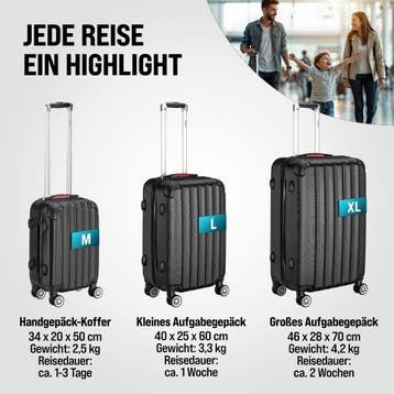 Reiskoffers Baseline 3-delige Zwart ABS accessoires, Verzenden, Nieuw