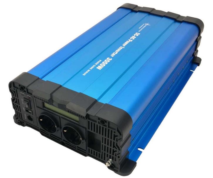 Zuivere sinus omvormer FS 3000D 12V 3000 Watt blauw met disp, Caravans en Kamperen, Camper-accessoires, Nieuw, Ophalen of Verzenden