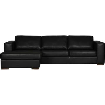 Leren hoekbank Flow - 2,5 zits arm rechts + longchair links, 250 tot 300 cm, Hoekbank, Nieuw, Ophalen of Verzenden