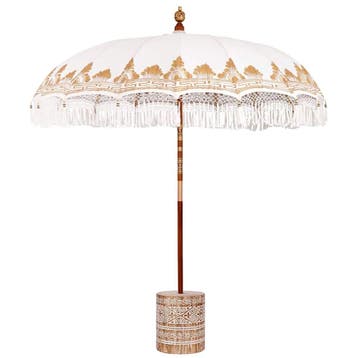 vidaXL Balinese parasol met basis Crèmekleurig Ø 210-220 cm, Verzenden, Nieuw