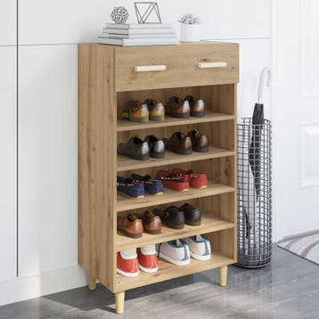 vidaXL Schoenenkast 60 x 35 x 105 cm Bewerkt hout Artisanaal, Huis en Inrichting, Verzenden, Nieuw