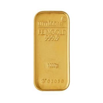Umicore goudbaar 1 kilo (LBMA certificaat), Postzegels en Munten, Edelmetalen en Baren, Verzenden, Goud