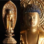 Large(63cm) Japanese Gilt Wood Amida Buddha Statue -, Antiek en Kunst