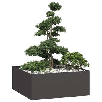 vidaXL Plantenbak 100x100x40 cm staal zwart, Tuin en Terras, 100 cm of meer, Verzenden, Nieuw, Metaal