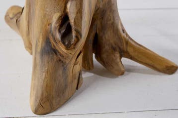Massieve bijzettafel ROOT 40cm teak met jaarringen - 38237, Ophalen of Verzenden, Nieuw