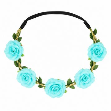 Haarband met Roos Bloemen - Aqua Blauw, Nieuw