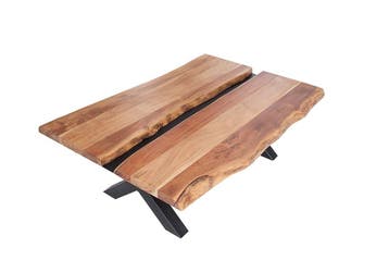 Massief houten salontafel AMAZONAS 105cm acacia zwart, Ophalen of Verzenden, Nieuw