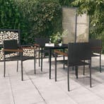 vidaXL 5-delige Tuinset zwart, 4 zitplaatsen, Nieuw, Tuinset, Verzenden