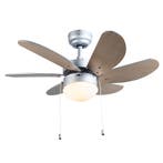 Plafondventilator staal met hout print 80cm met, Huis en Inrichting, Lampen | Plafondlampen, Verzenden, Nieuw, Modern