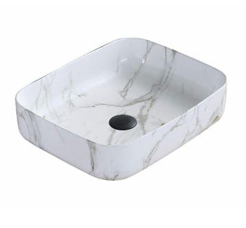 Waskom Sabrina 50x39x13cm marmerlook inclusief afvoerplug, Verzenden, Nieuw