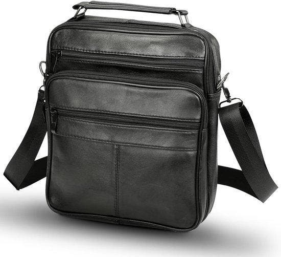 THL Design Leren schoudertas Heren Reporter Large, Sieraden, Tassen en Uiterlijk, Tassen | Schoudertassen, Zwart, Nieuw, Overige merken