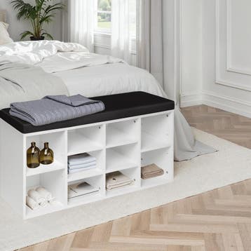 Schoenenkast met zitkussen 103,5x48x30cm - zwart / wit, Huis en Inrichting, Verzenden, Nieuw