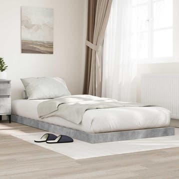 vidaXL Vloer bedframe Beton Grijs 90 x 200 cm Bewerkt hout, Eenpersoons, Bruin, Verzenden, Nieuw