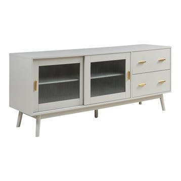 Tv-meubel Susa met lades en schuifdeuren met glas 160x40x65, Verzenden, Nieuw