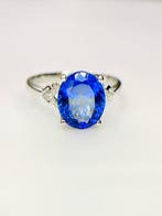 Ring - 14 karaat Witgoud - 3.62ct. tw. Tanzaniet - Diamant, Nieuw