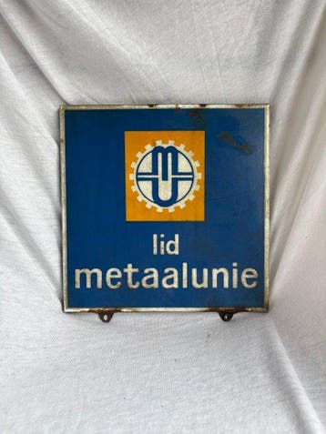 Metaalunie – Emaille Ledenbord ‘Lid Metaalunie’ - Emaille