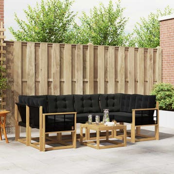 vidaXL Buiten bankenset 7 st Wit en zwart, Verzenden, Nieuw