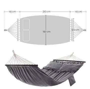 Hangmat Houten Spreidstokken 210x150 cm Incl Kussens, Tuin en Terras, Hangmatten, Verzenden, Nieuw